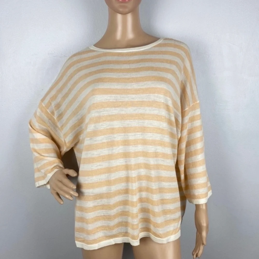 NEW VINCE STRIPED WOOL BLEND TEE - Picture 2 of 5